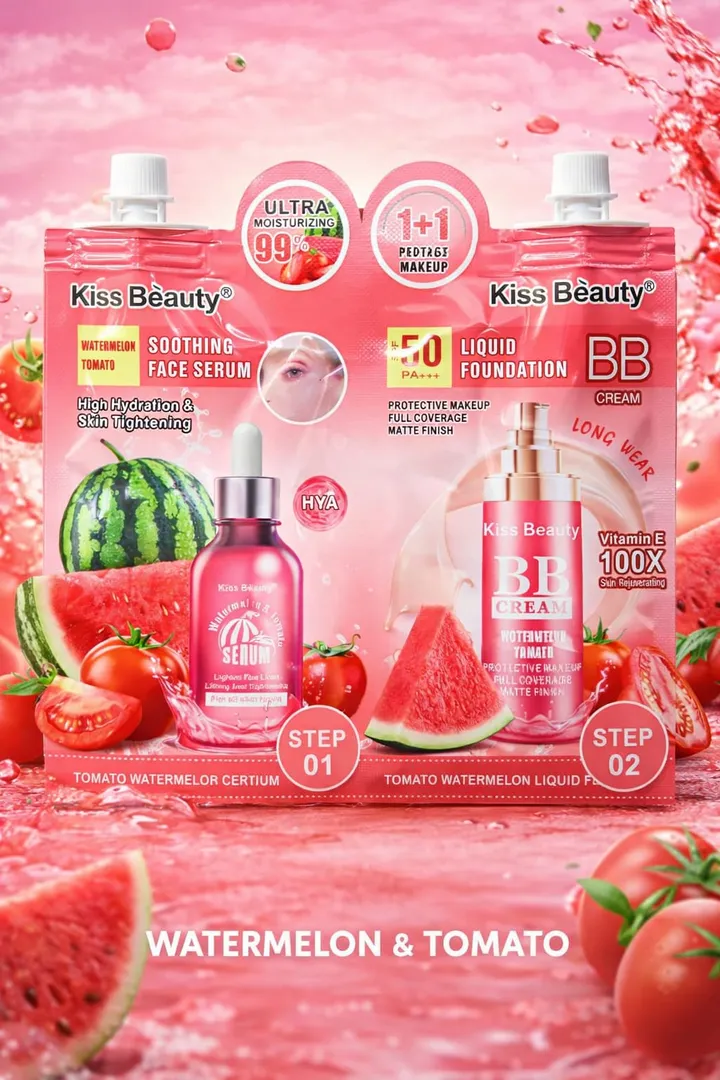 SERUM FACIAL Y BASE DE SANDÍA Y TOMATE KISS BEAUTY 68699-03C 