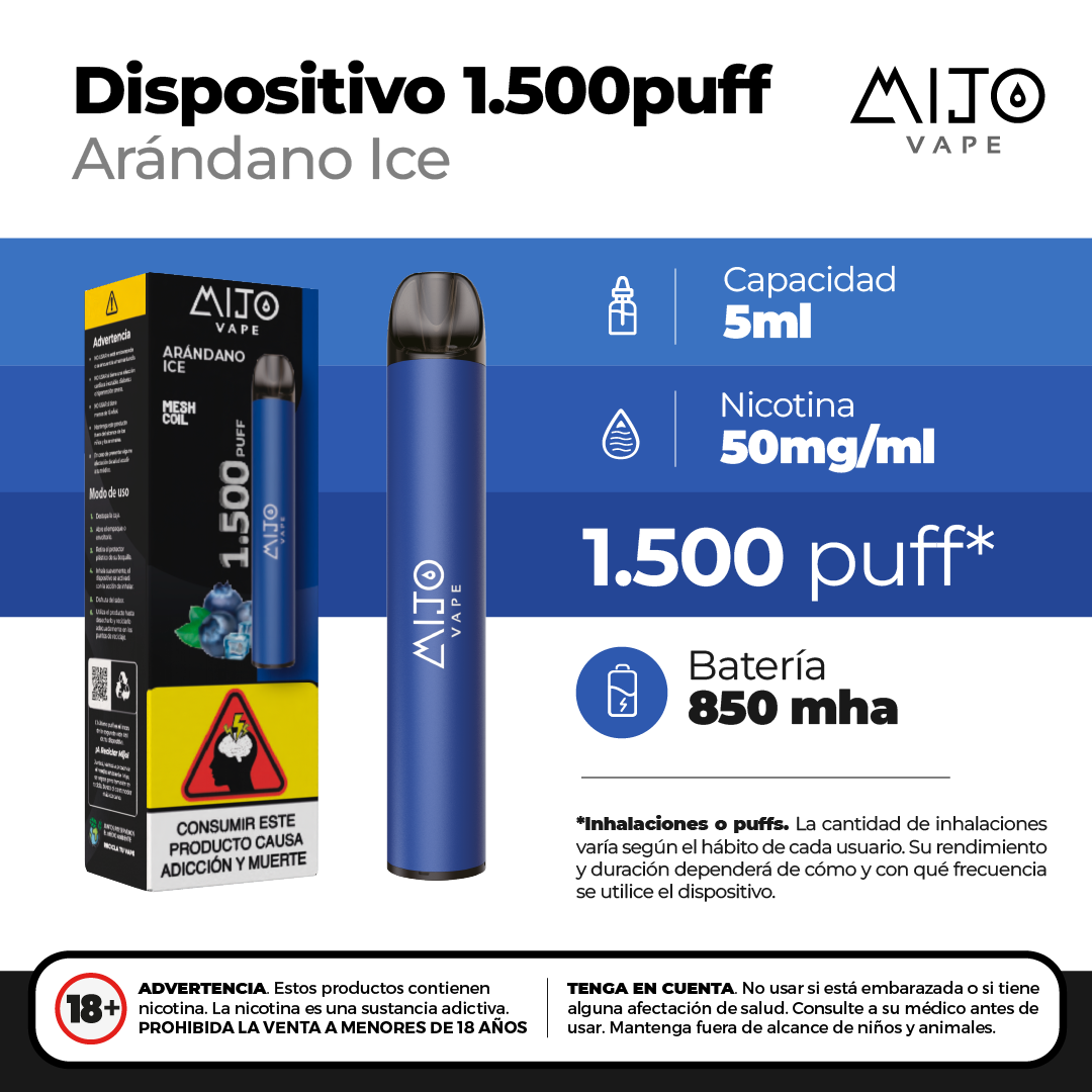 Mijo Arándano Ice 1500 Puffs