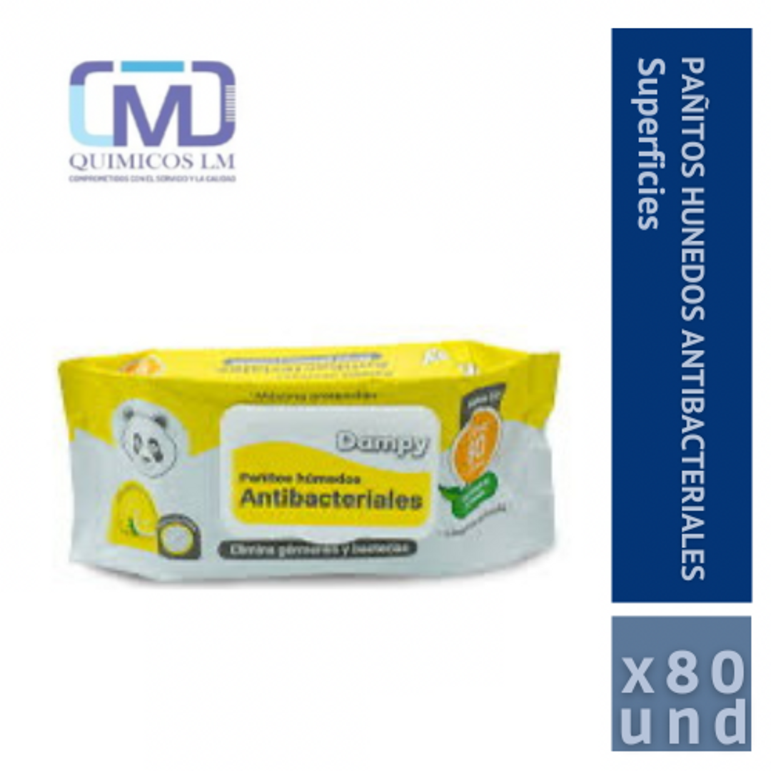 PAÑITOS ANTIBACTERIALES PARA SUPERFICIES X80und