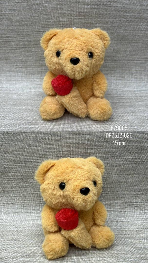 OSO BEIGE CON ROSA 15 CM