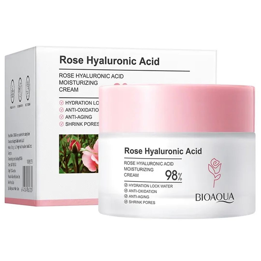 CREMA HIDRATANTE ROSAS Y ÁCIDO HIALURÓNICO BIOAQUA