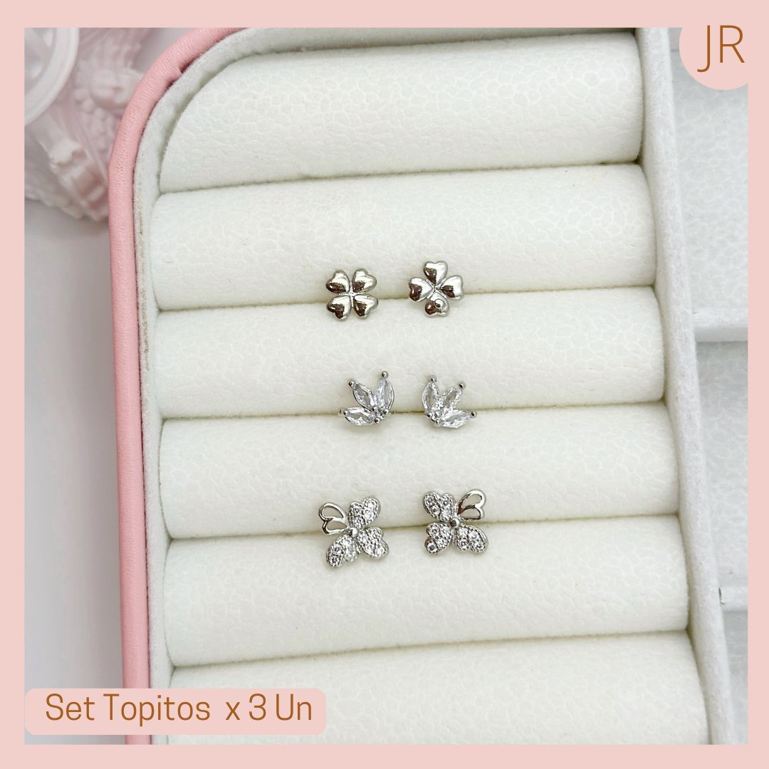 Set x 3 Un Topitos Plateados 