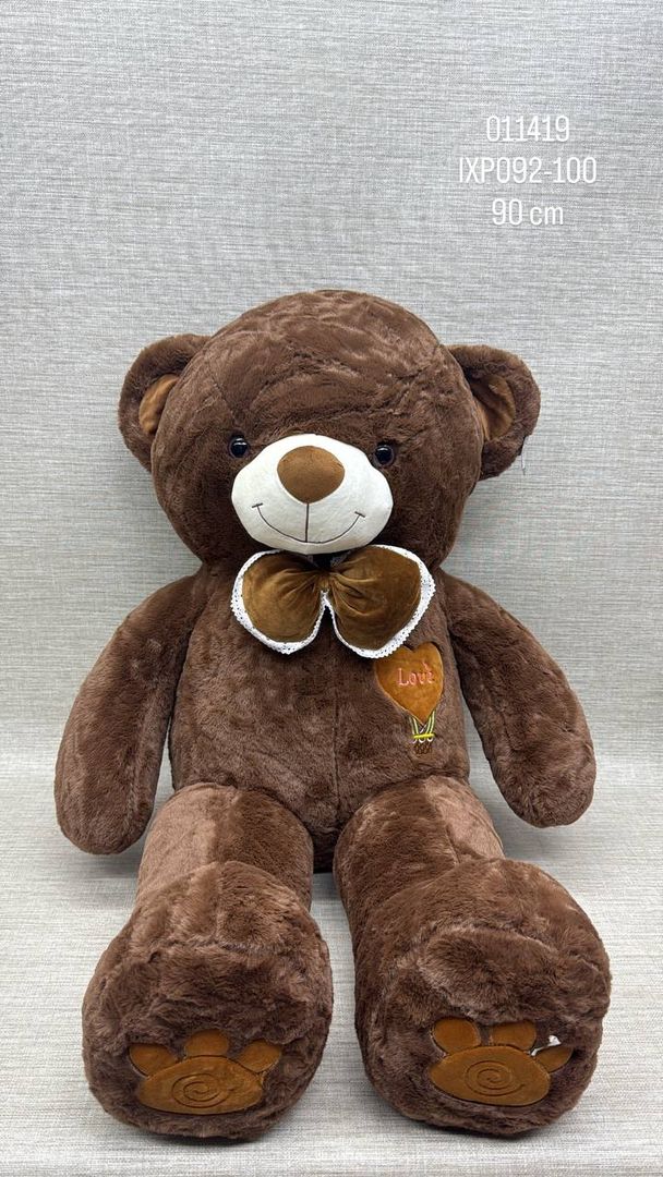 OSO PATAS LARGAS CAFE OSCURO CON MOÑO 90 CM