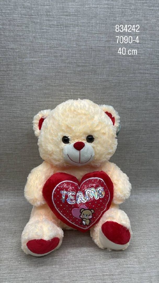 OSO CON CORAZÓN ROJO "TE AMO" 40 CM