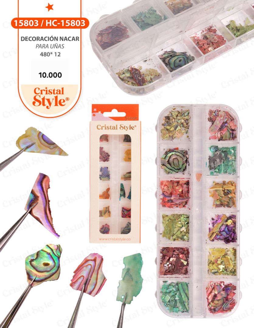 Nacar para uñas Mix caja x 12