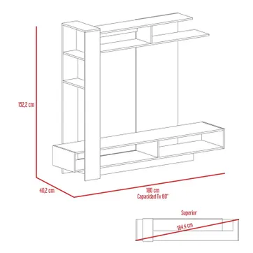 CENTRO ENTRETENIMIENTO FLAMENCO 152X180X40 DUNA PLOMO - imagen 3