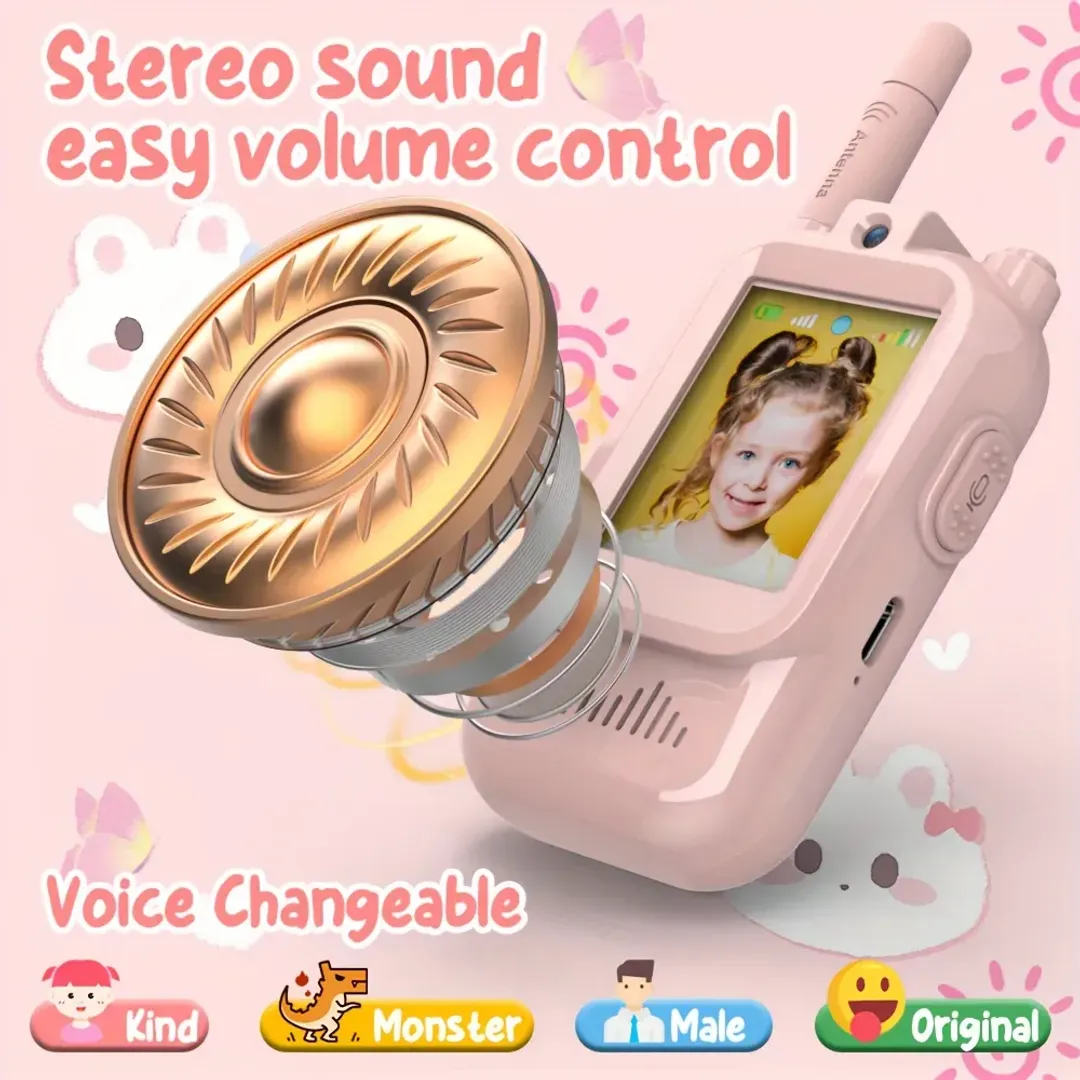WALKIE TALKIE INTERCOMUNICADOR INFANTIL CON PANTALLA Y CAMARA RECARGABLES