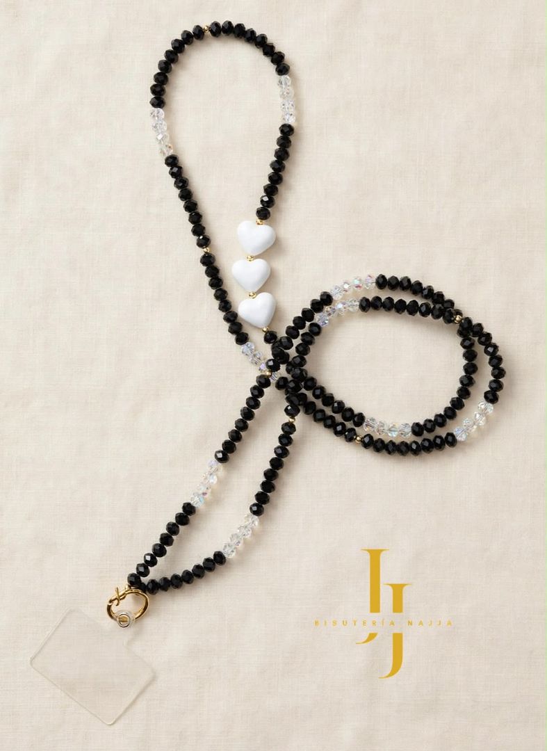 Phone Strap Amour Blanc - Triple Corazón Blanco 