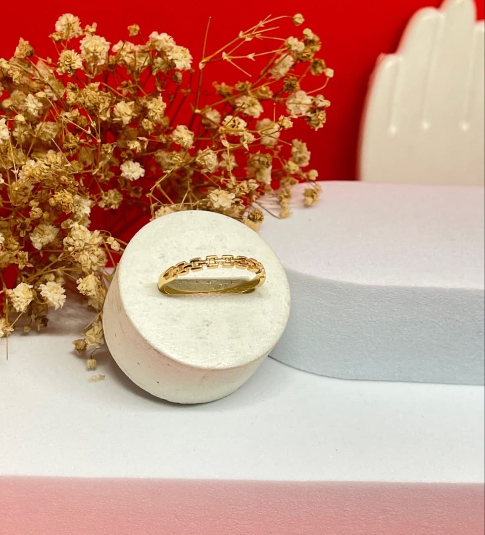 Anillo eslabones liso delgado