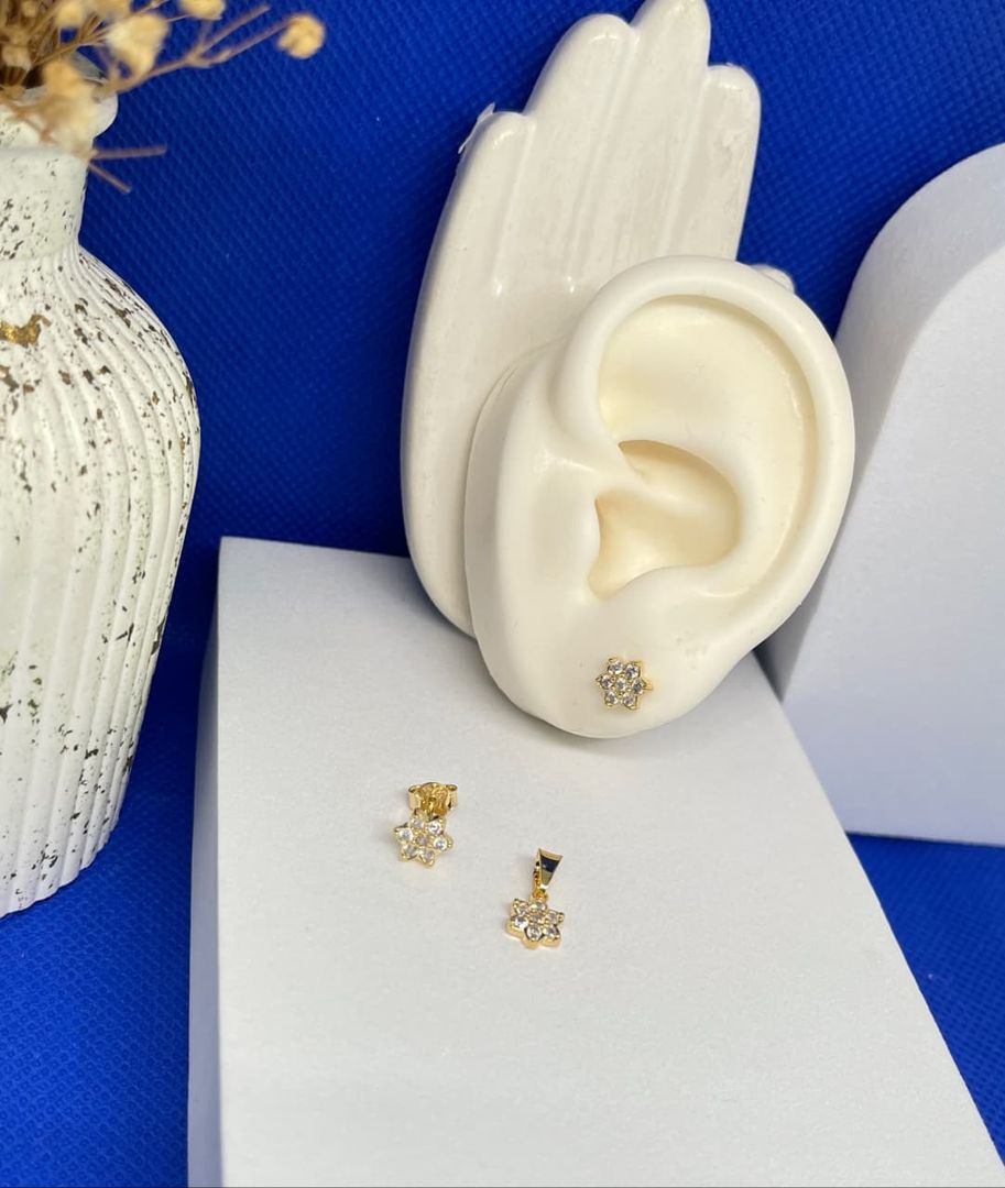 Conjunto flor cristal 6mm