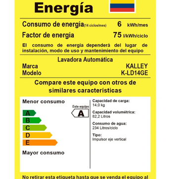 LAV AUTO KALLEY 14KG - 28 LBS - imagen 3