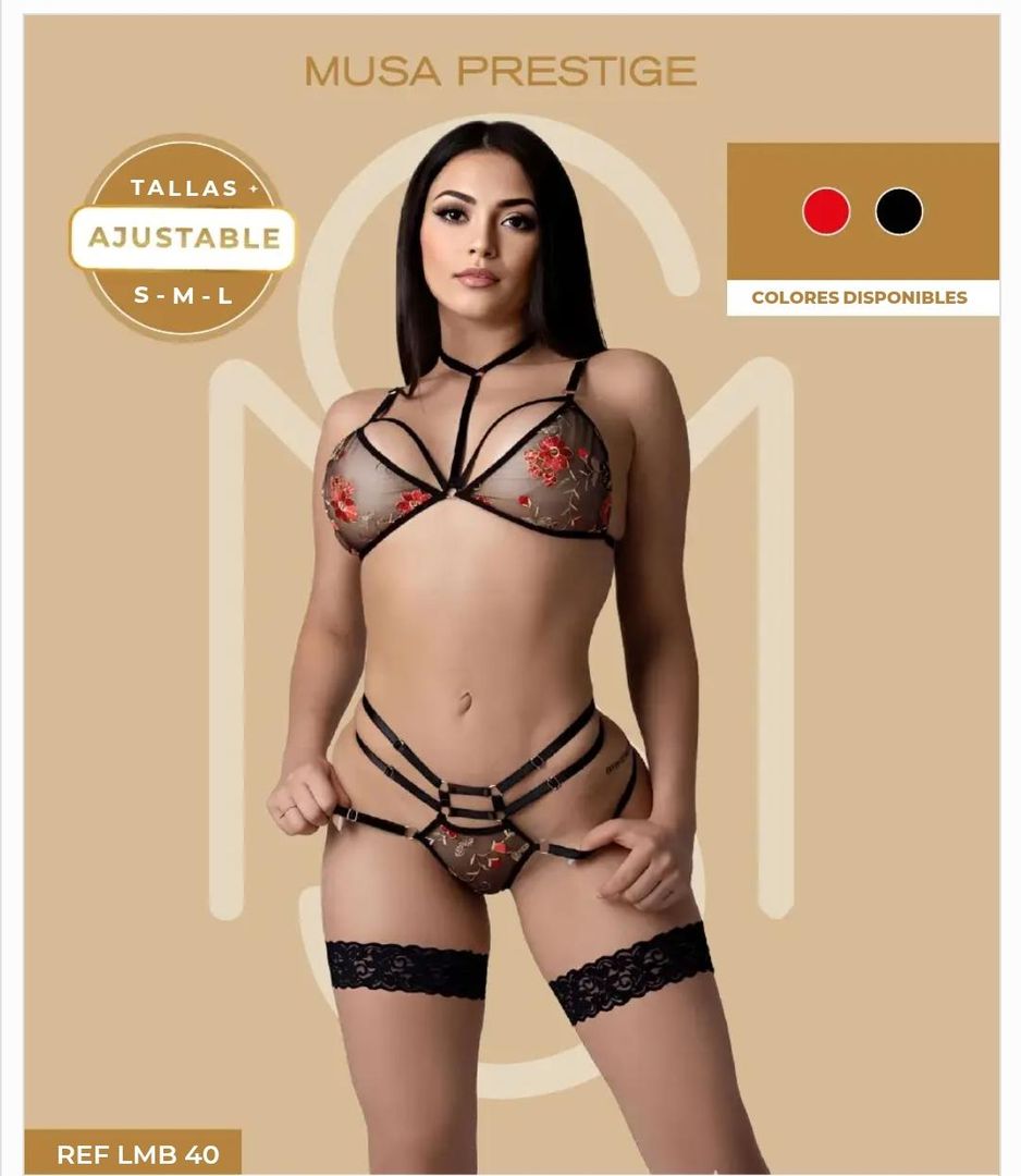 CONJUNTO BICOLOR ROJO. NEGRO LMB40