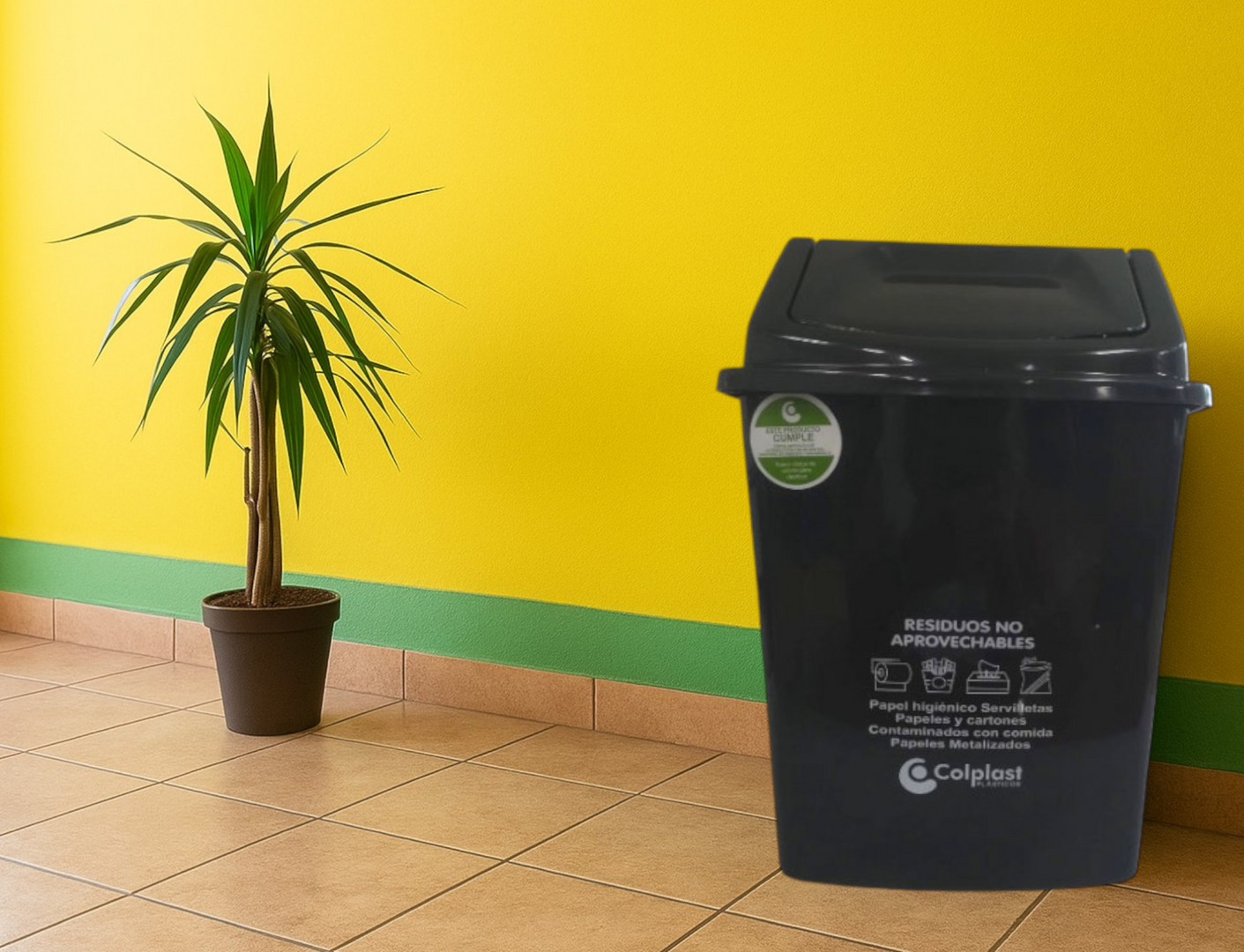 PAPELERA VAIVEN 10 LTS NEGRO-CLP