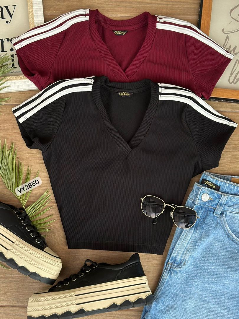 BLUSA CORTA RIB MANGA  CORTA VY2850