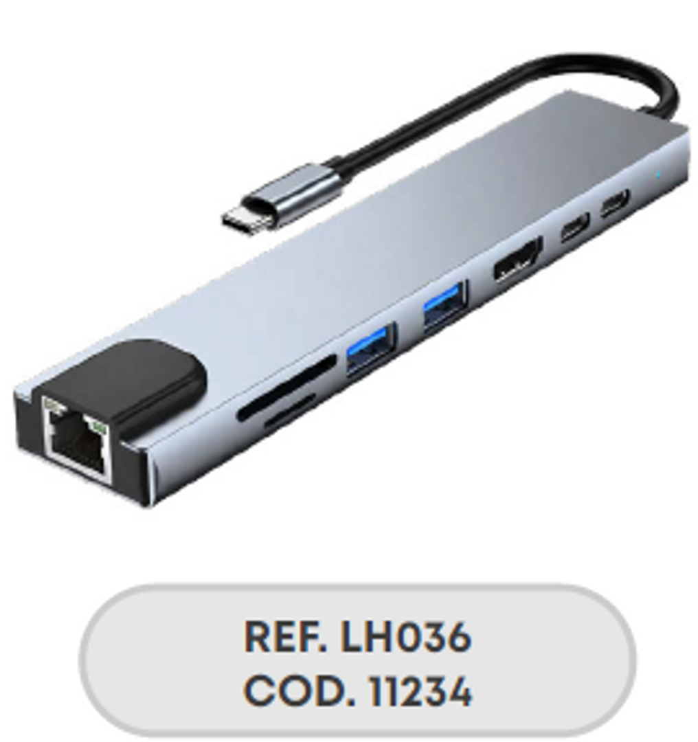 HUB USB TIPO C 8 EN 1 HDTV