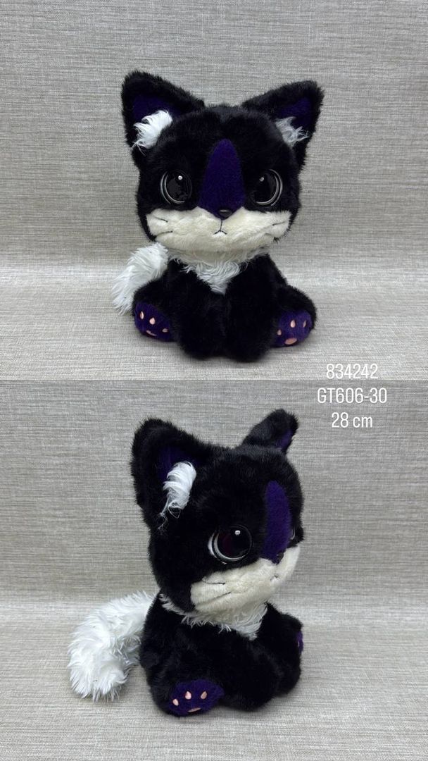 GATITO NEGRO Y MORADO 28 CM