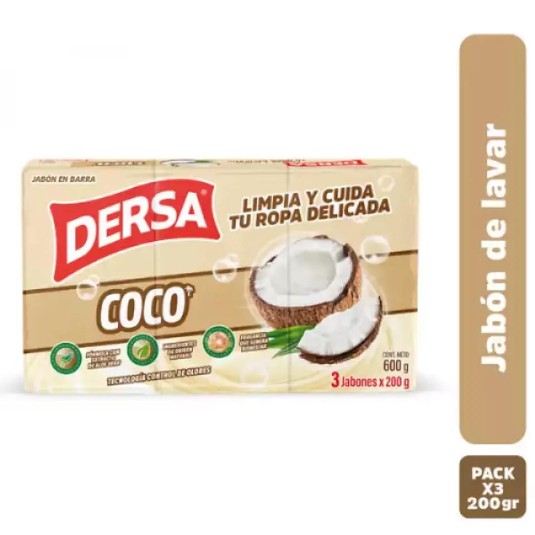 JABON DERSA COCO*3UND*600G