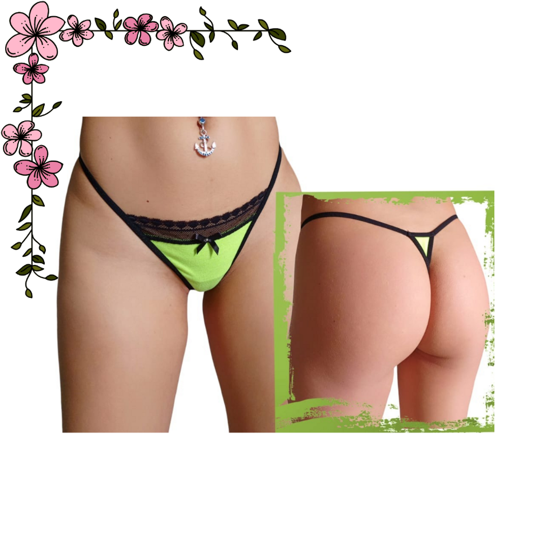 Tanga hilo algodón con encaje 