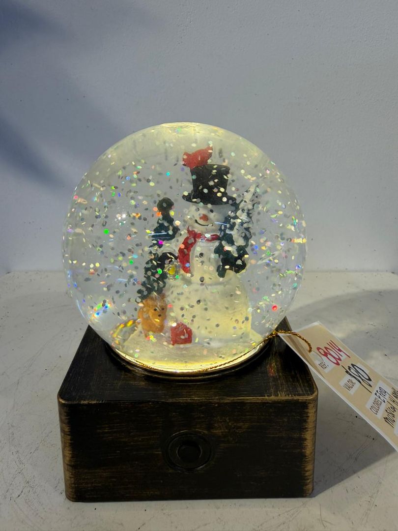 BOLA DE CRISTAL CON MUSICA Y LUZ HOMBRE DE NIEVE