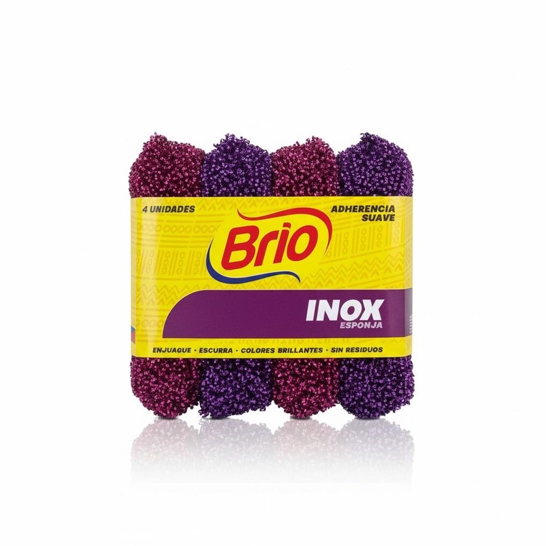 ESPONJA BRIO INOXIDABLE COLORES BRILLANTES X 4 UND