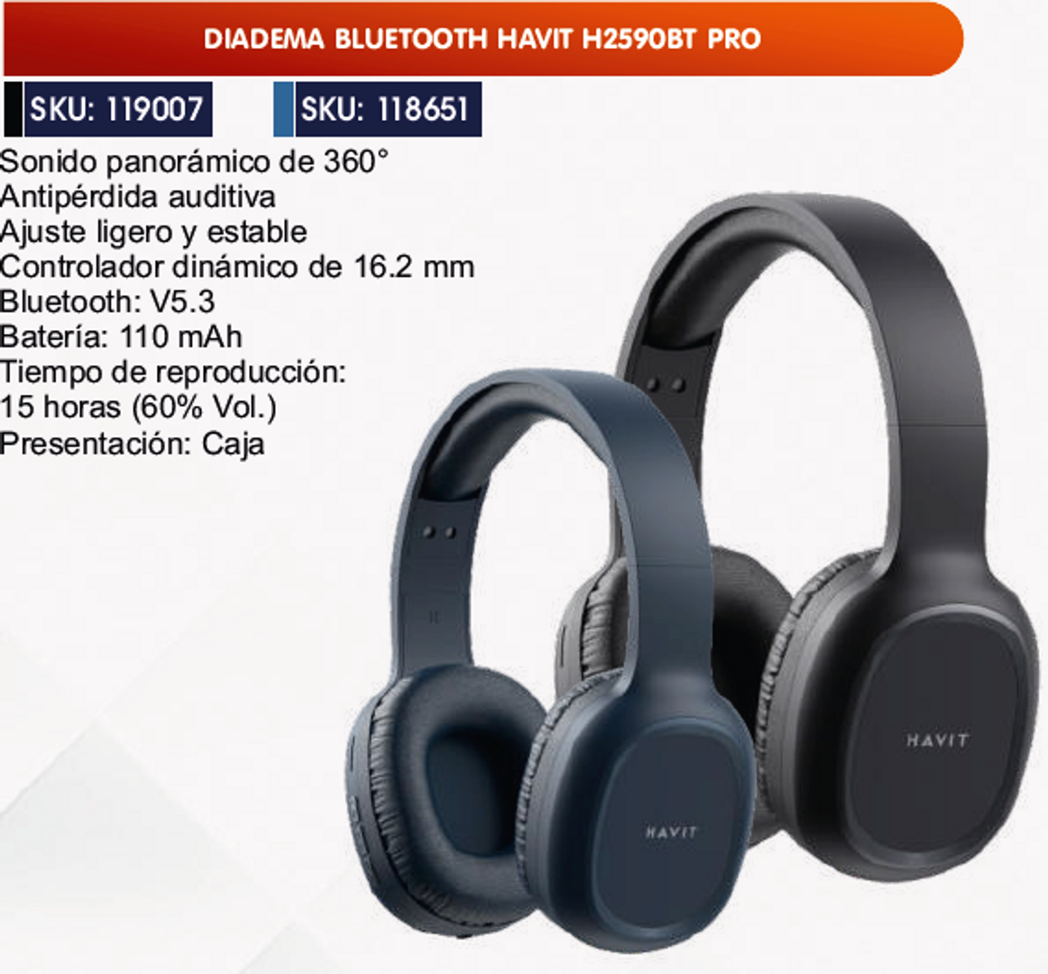 DIADEMA BLUETOOTH HAVIT H2590BT PRO