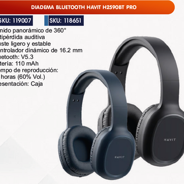Imagen del producto DIADEMA BLUETOOTH HAVIT H2590BT PRO
