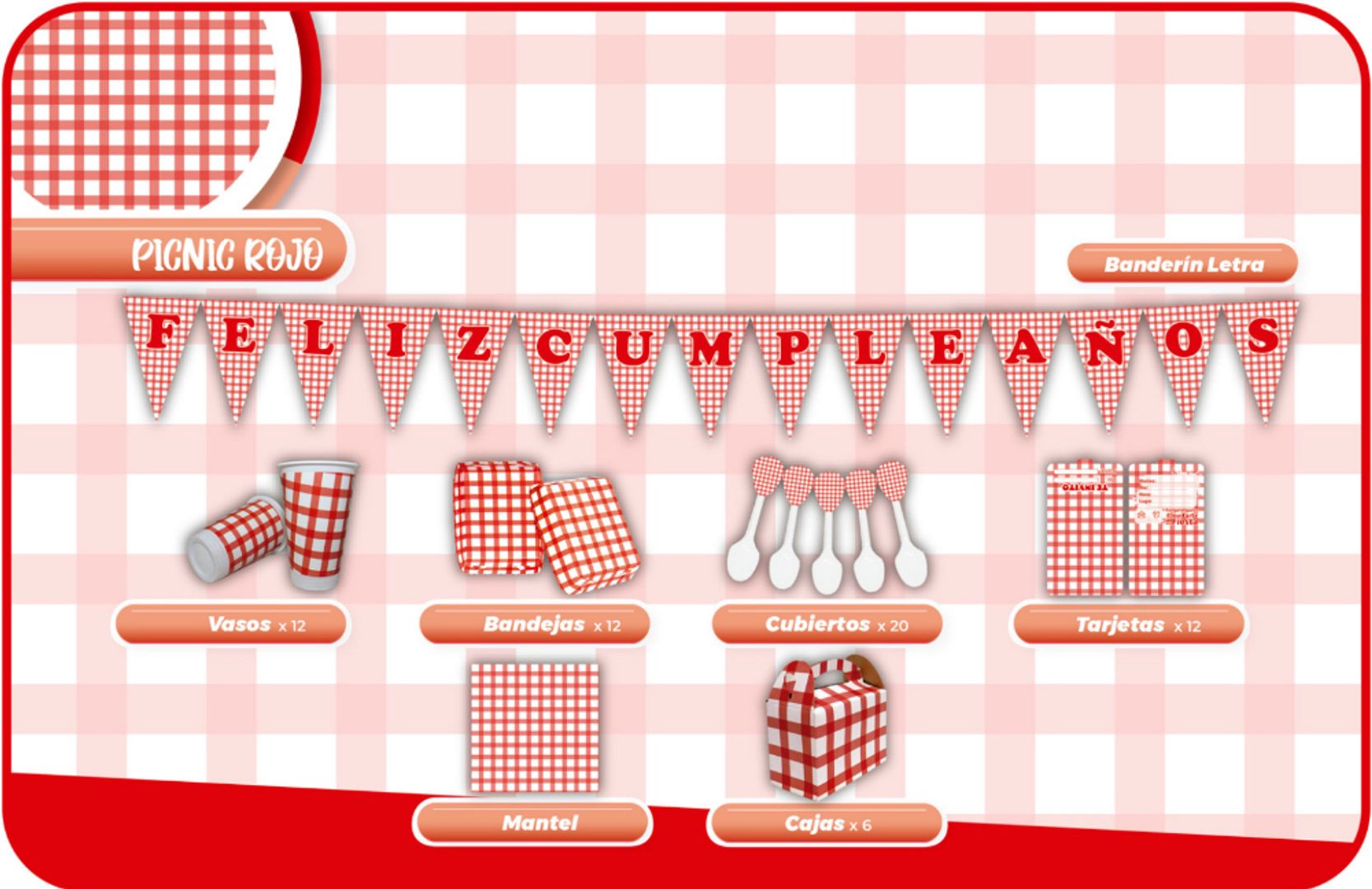DECORACIÓN PICNIC ROJO 