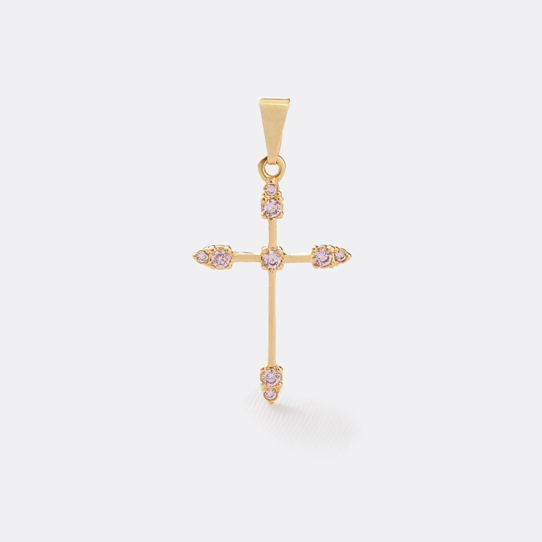 D cruz tubular circonia rosado 