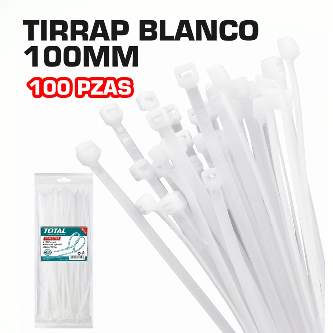 TIRRAP BLANCO  100MM X 100 PZAS