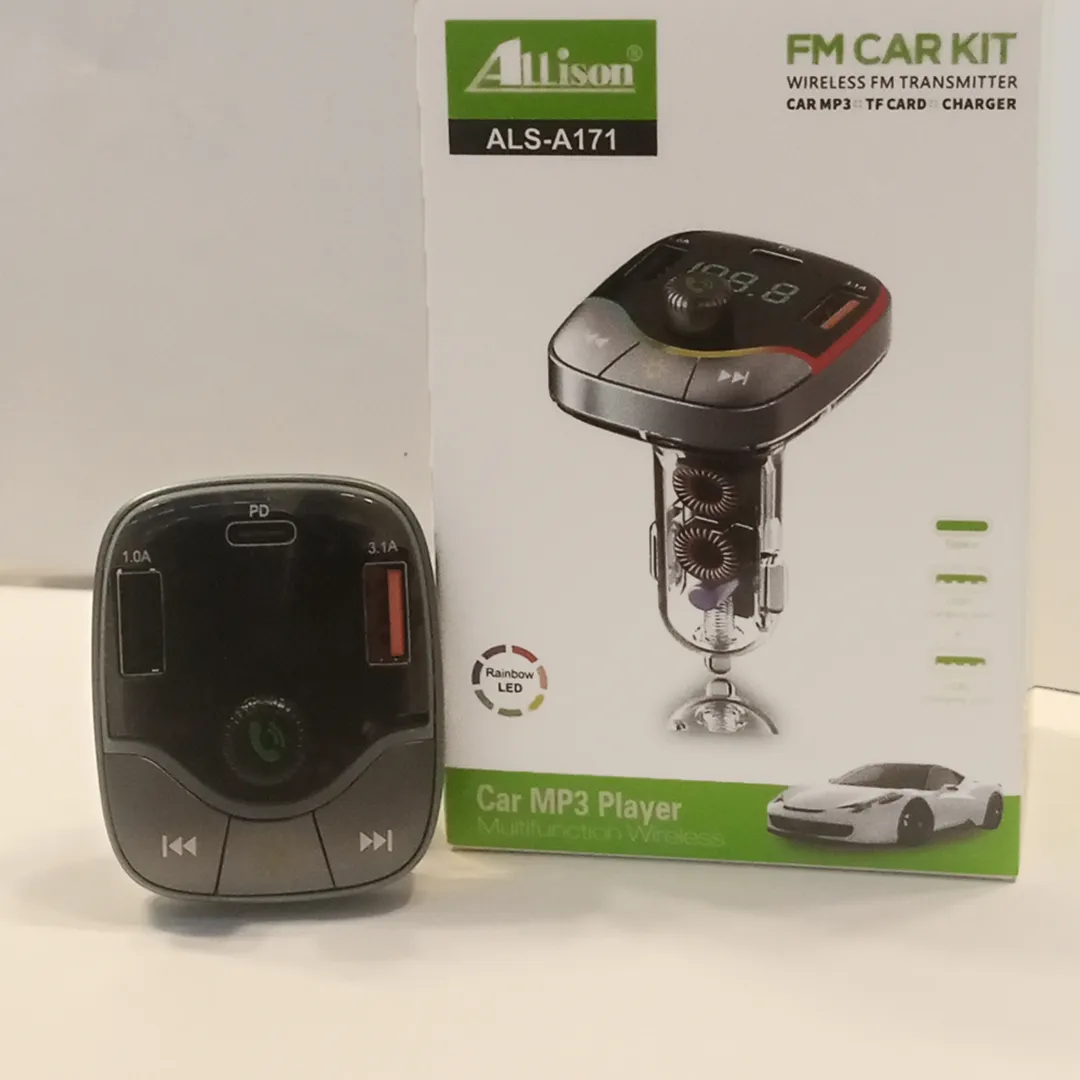 REPRODUCTOR MP3 CARRO TRANSMISOR FM Y CARGADOR USB ALS-A171