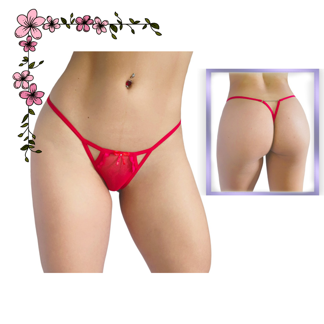 Tanga hilo con triángulo y cadenita trasera