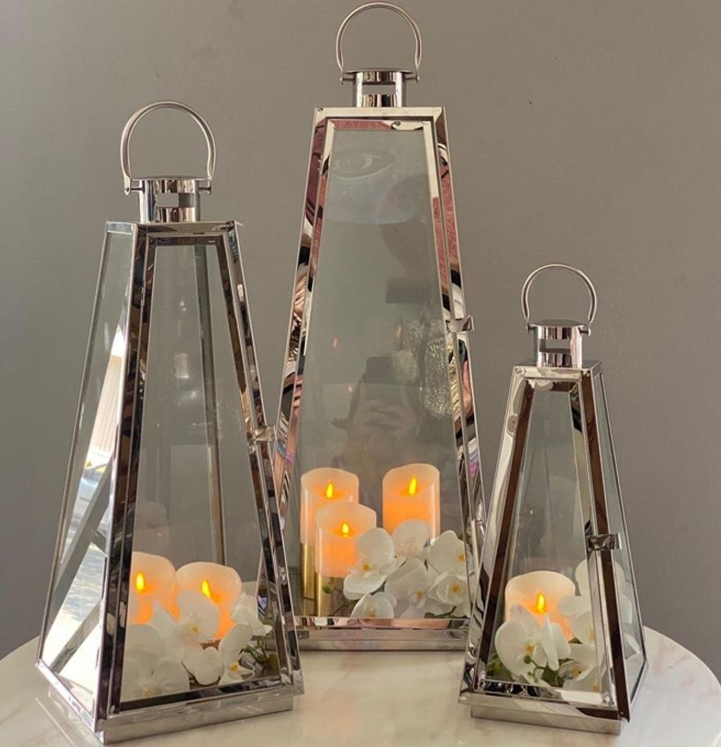 Set x3 Faroles Plateados