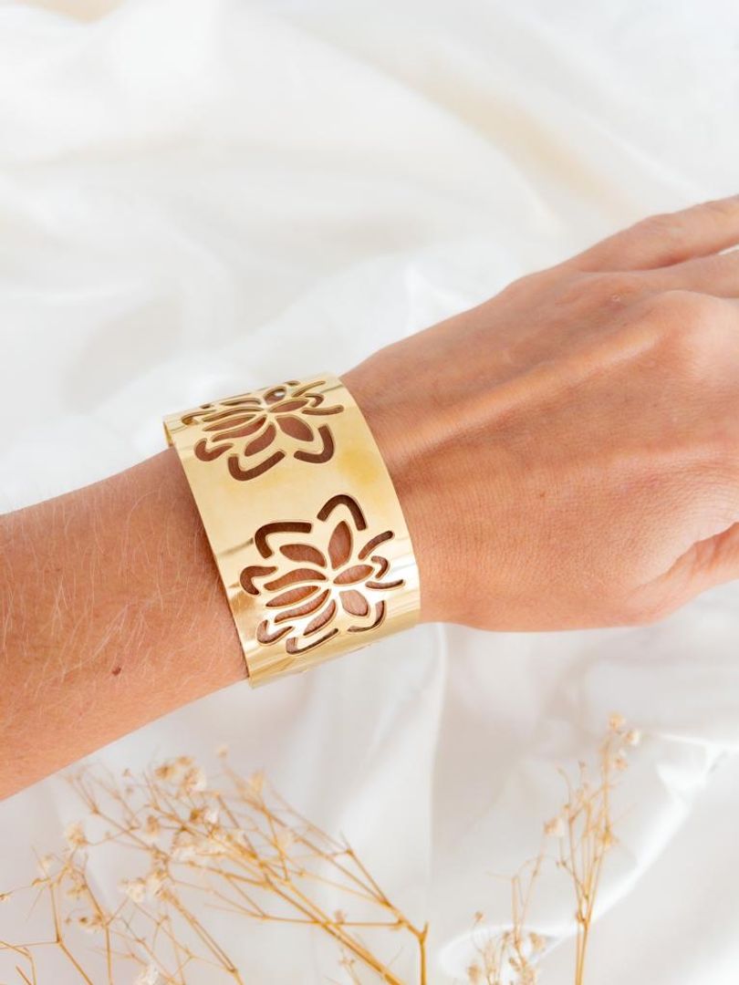 Brazalete acero orquídea 