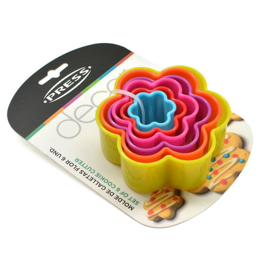 MOLDE PLASTICO DE GALLETA FLOR 6UD PRESS