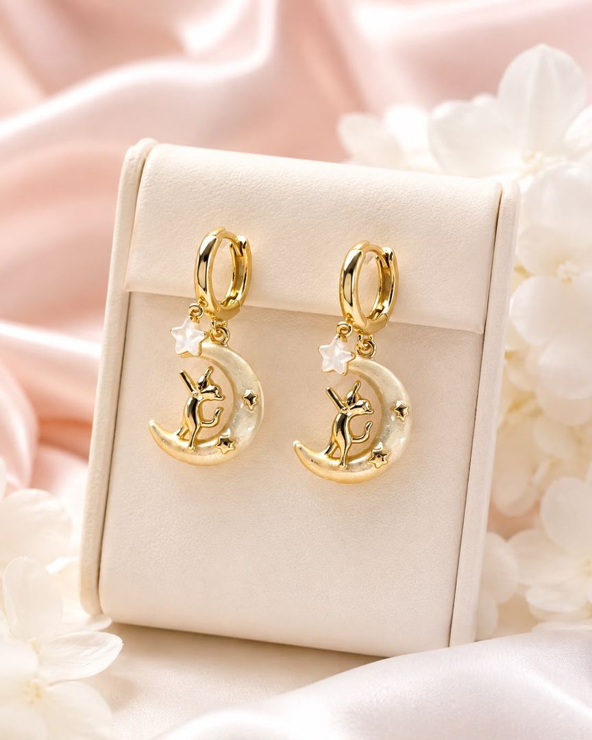  Aretes Luna Gatito