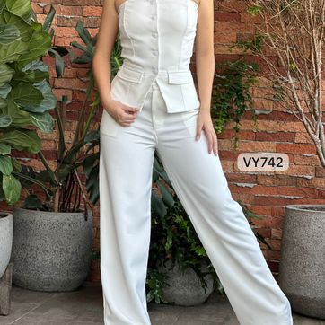SET BLUSA TIPO STRAPLE Y PANTALON ROKY VY742 - imagen 1
