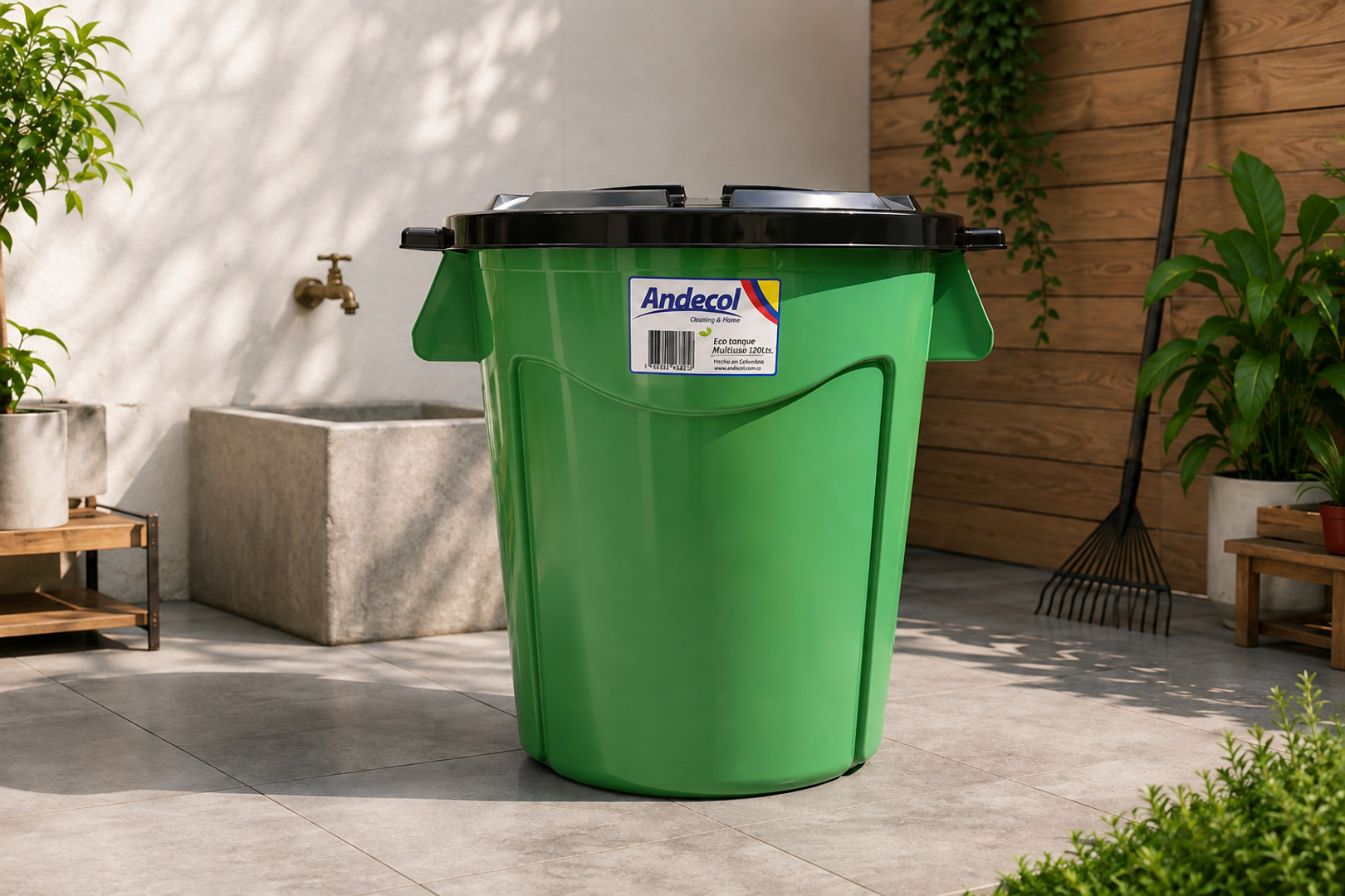 ECOTANQUE 80 LTS VERDE  C/TAPA-A.COL