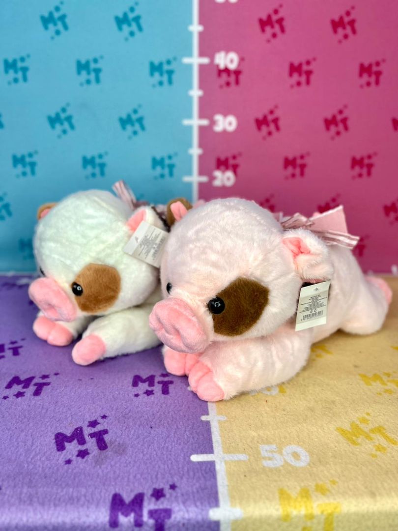 Cerdito acostado moño 40cm