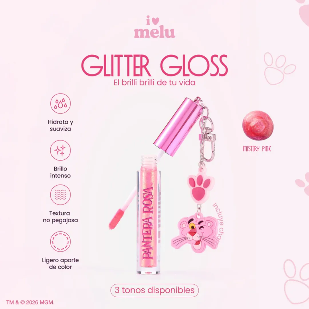 BRILLO LABIAL GLITTER PANTERA ROSA RUBY ROSE