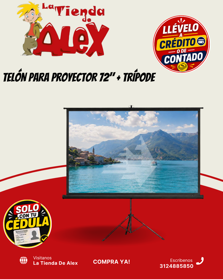 TELÓN PARA PROYECTOR 72" + TRÍPODE