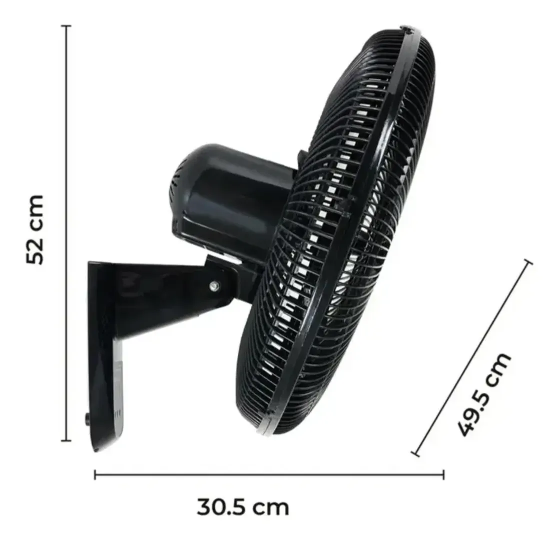 Ventilador De Pared Kalley Negro con control remoto