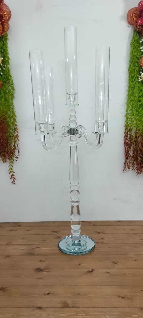 CANDELABROS CRISTAL - 5 BRAZOS LISO