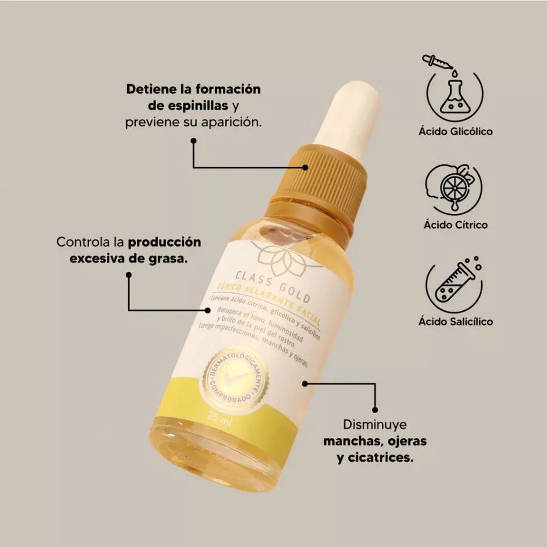 TONICO ACLARANTE FACIAL 25 ML CLASS GOLD
