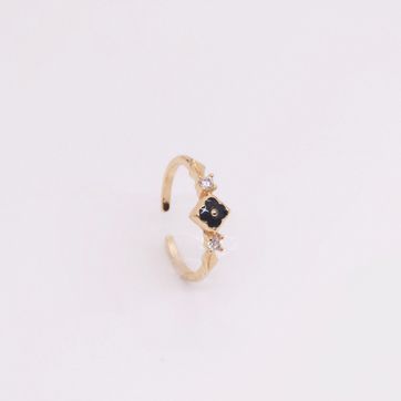 ANILLO TRÉBOL AJUSTABLE RODINADO - imagen 1