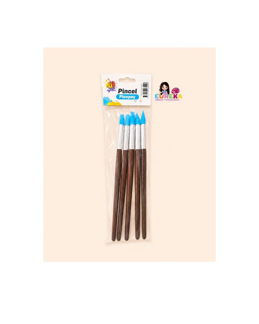 PINCEL PICOPAY MEDIANO CABO PLATEADO SET X5