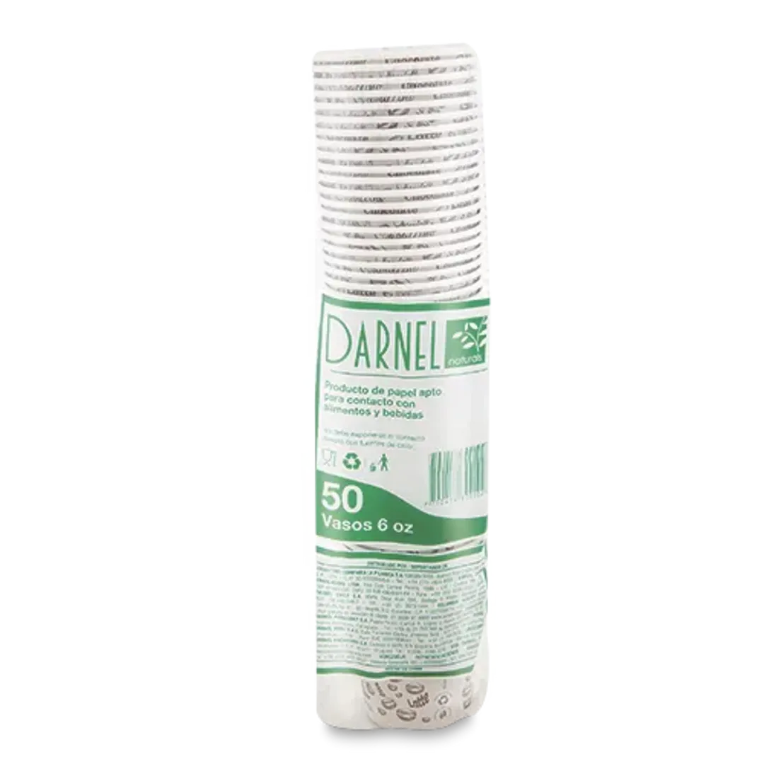 VASO CARTON DARNEL 6 OZ PAQ X 50 UND - CAJA X 20 PAQ
