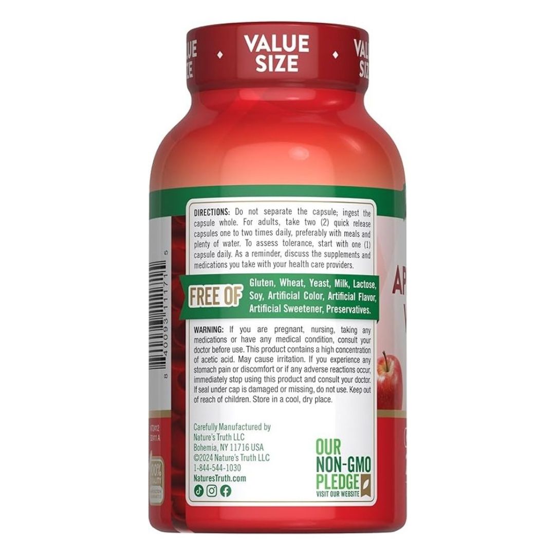 Vinagre Sidra Manzana 1200 mg 200 píldoras Natures Truth