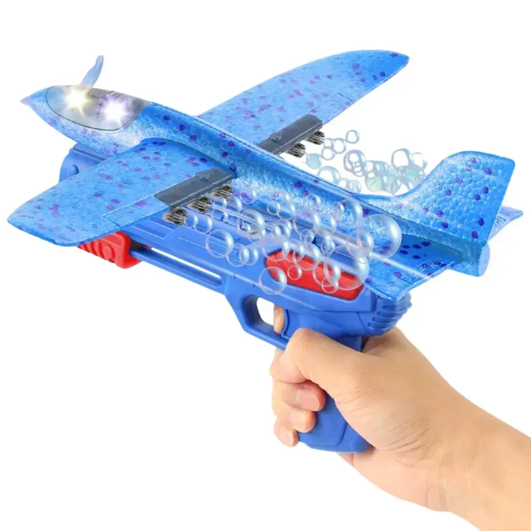 JUGUETE LANZADOR DE AVION BURBUJERO LUZ LED