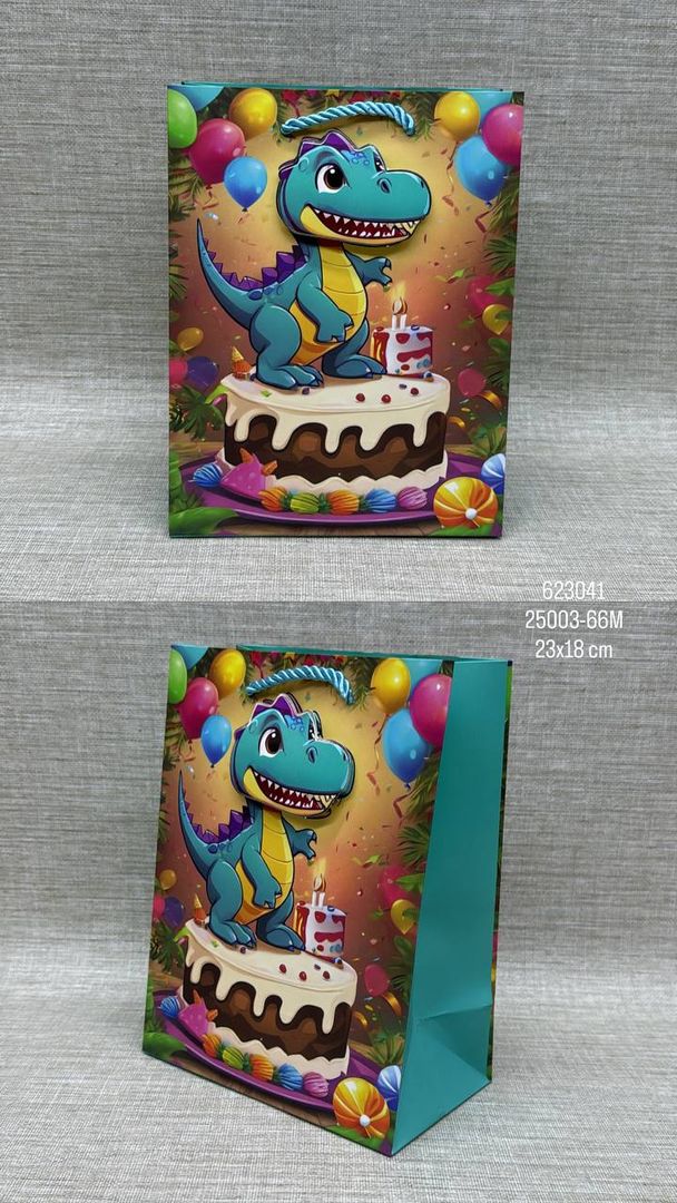 BOLSA DE REGALO SURTIDA DINOSAURIO 23x18 CM