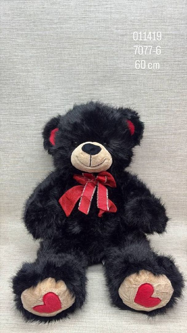 OSO COLOR NEGRO CON MOÑO 60 CM